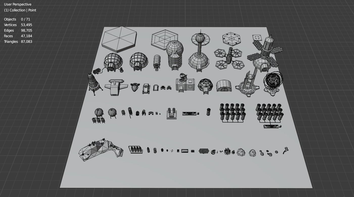 Low Poly Sci-Fi Tiles Lunar Zones Low-poly 3D model_6