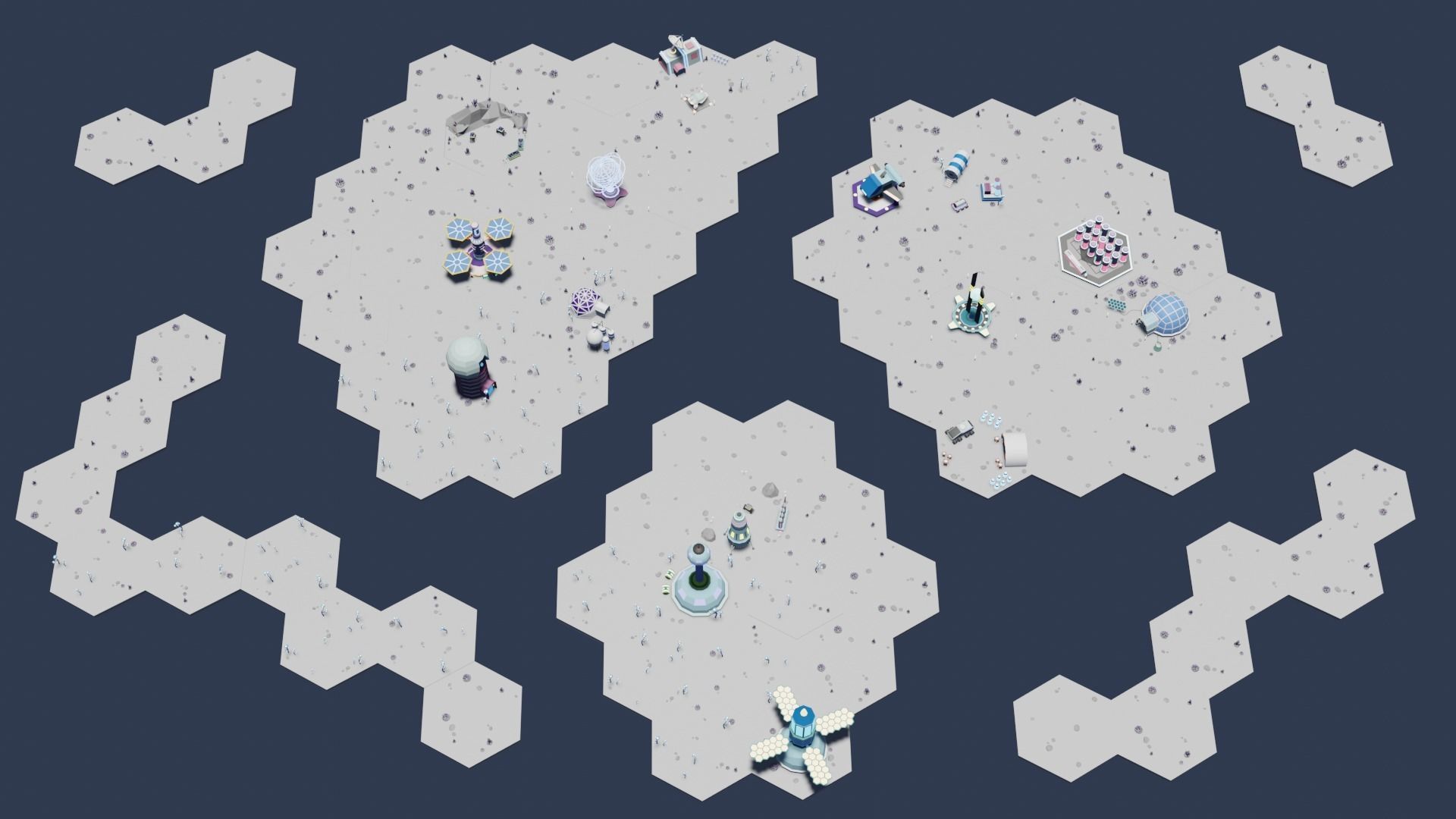 Low Poly Sci-Fi Tiles Lunar Zones Low-poly 3D model_3