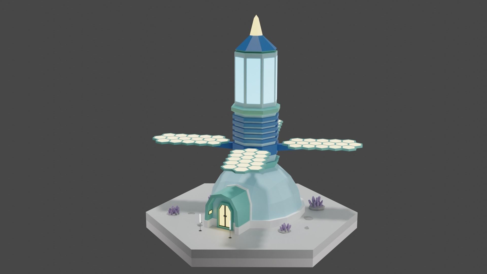 Low Poly Sci-Fi Tiles Lunar Zones Low-poly 3D model_13