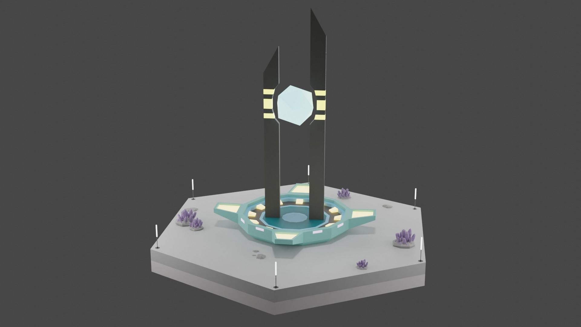 Low Poly Sci-Fi Tiles Lunar Zones Low-poly 3D model_28