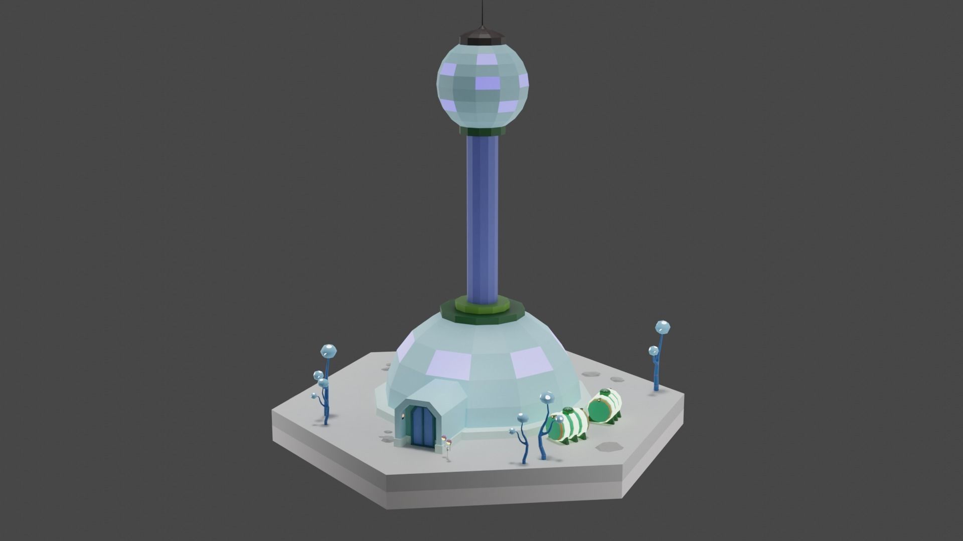 Low Poly Sci-Fi Tiles Lunar Zones Low-poly 3D model_29