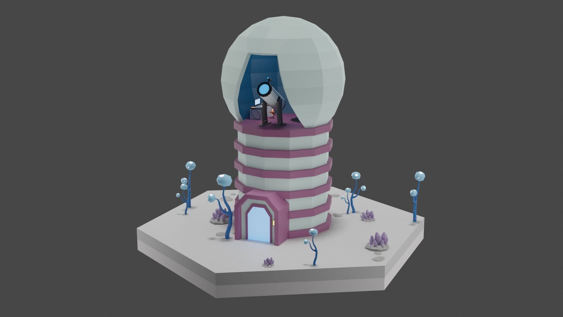 Low Poly Sci-Fi Tiles Lunar Zones Low-poly 3D model_11