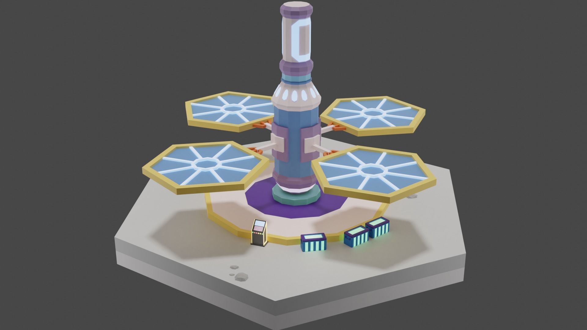 Low Poly Sci-Fi Tiles Lunar Zones Low-poly 3D model_12