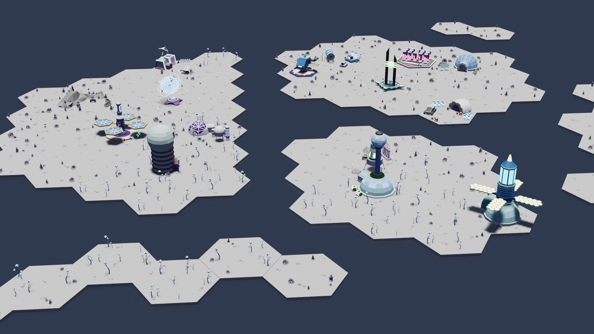 Low Poly Sci-Fi Tiles Lunar Zones Low-poly 3D model_2