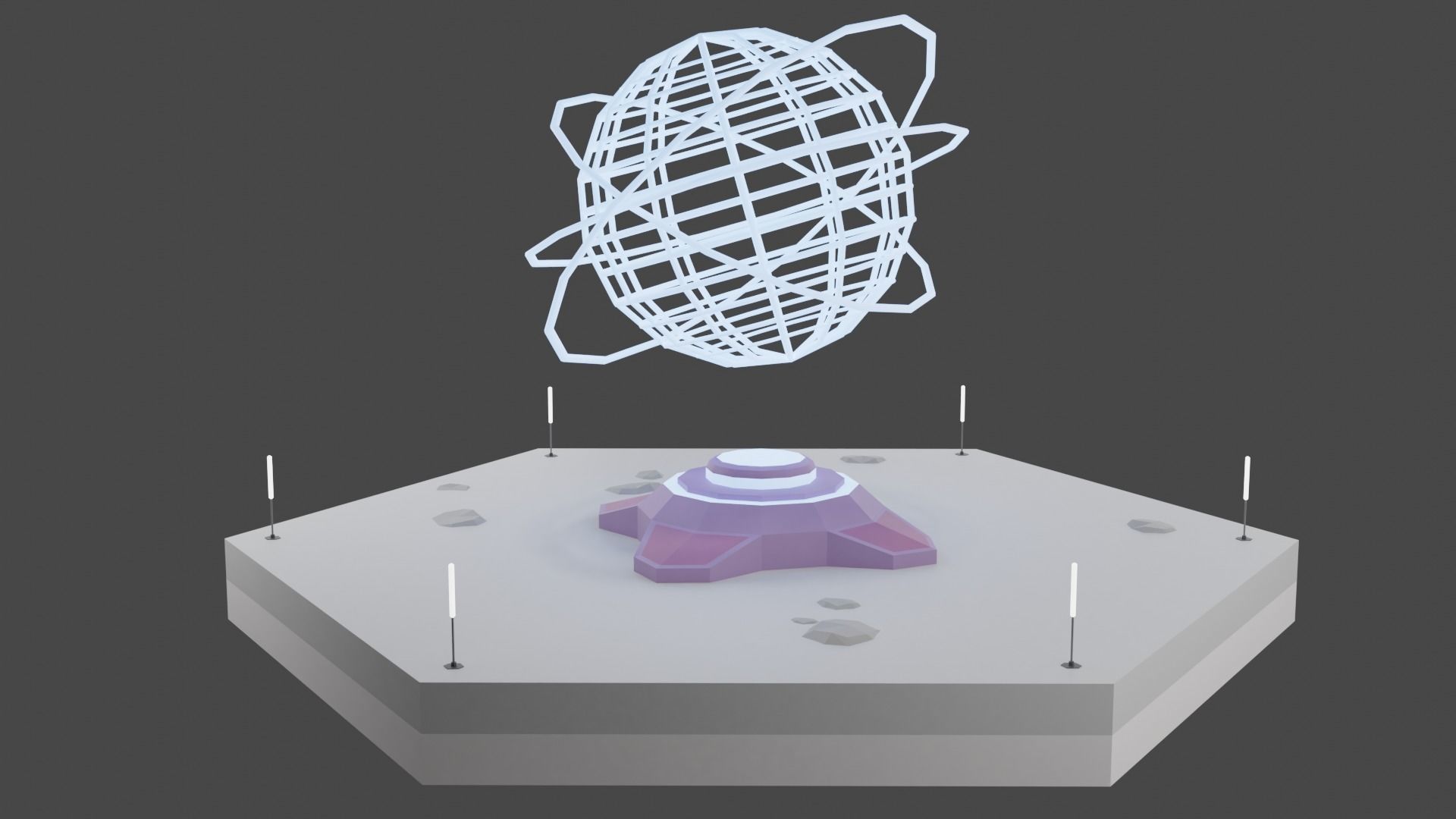 Low Poly Sci-Fi Tiles Lunar Zones Low-poly 3D model_24