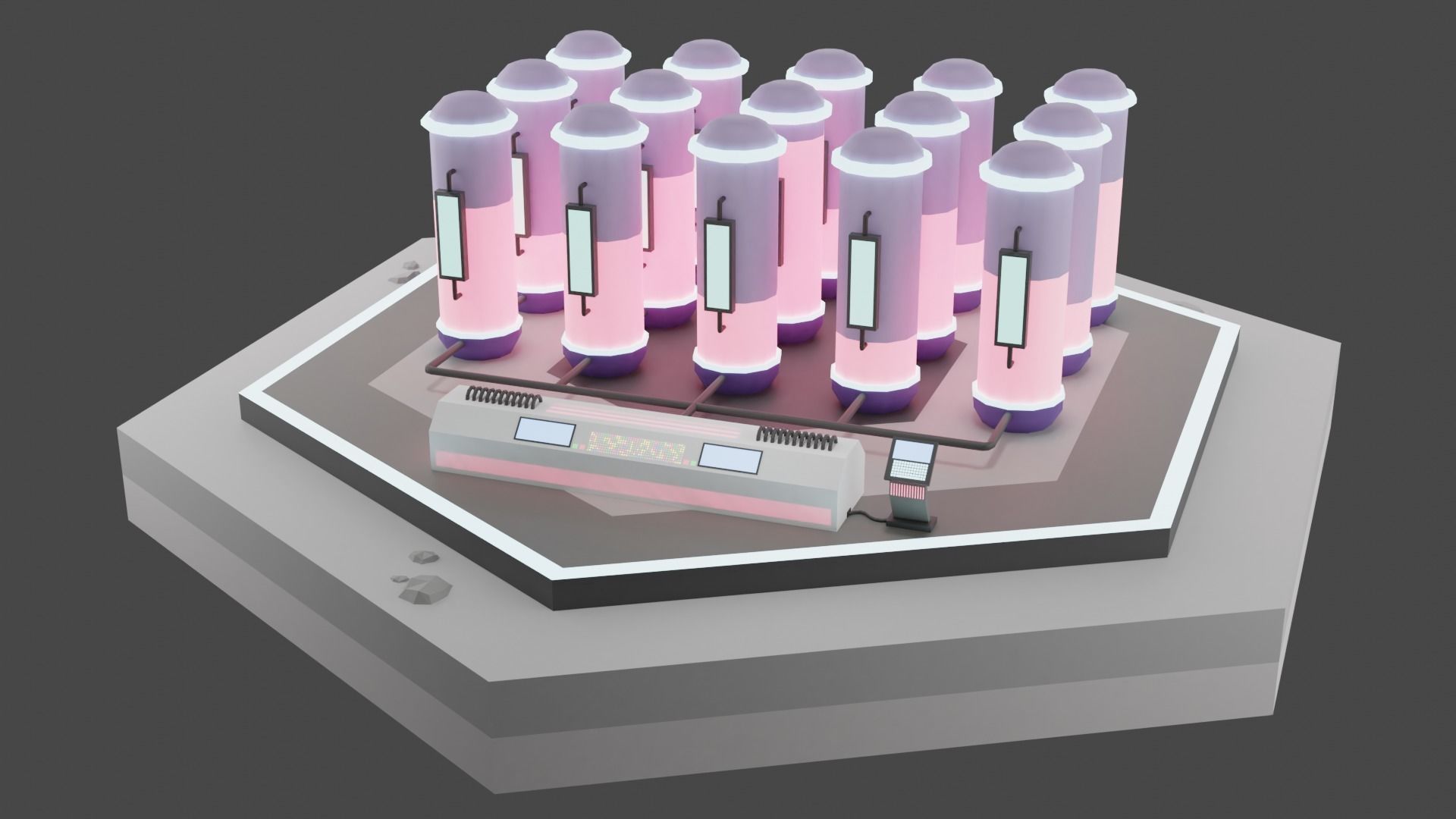 Low Poly Sci-Fi Tiles Lunar Zones Low-poly 3D model_10