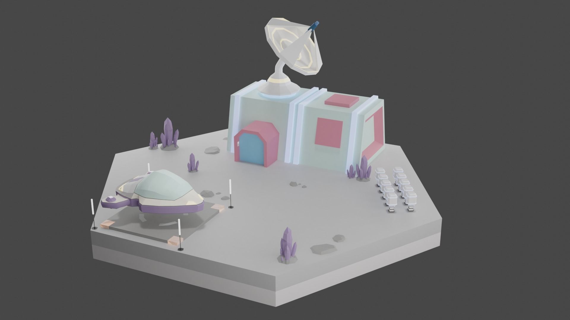 Low Poly Sci-Fi Tiles Lunar Zones Low-poly 3D model_25
