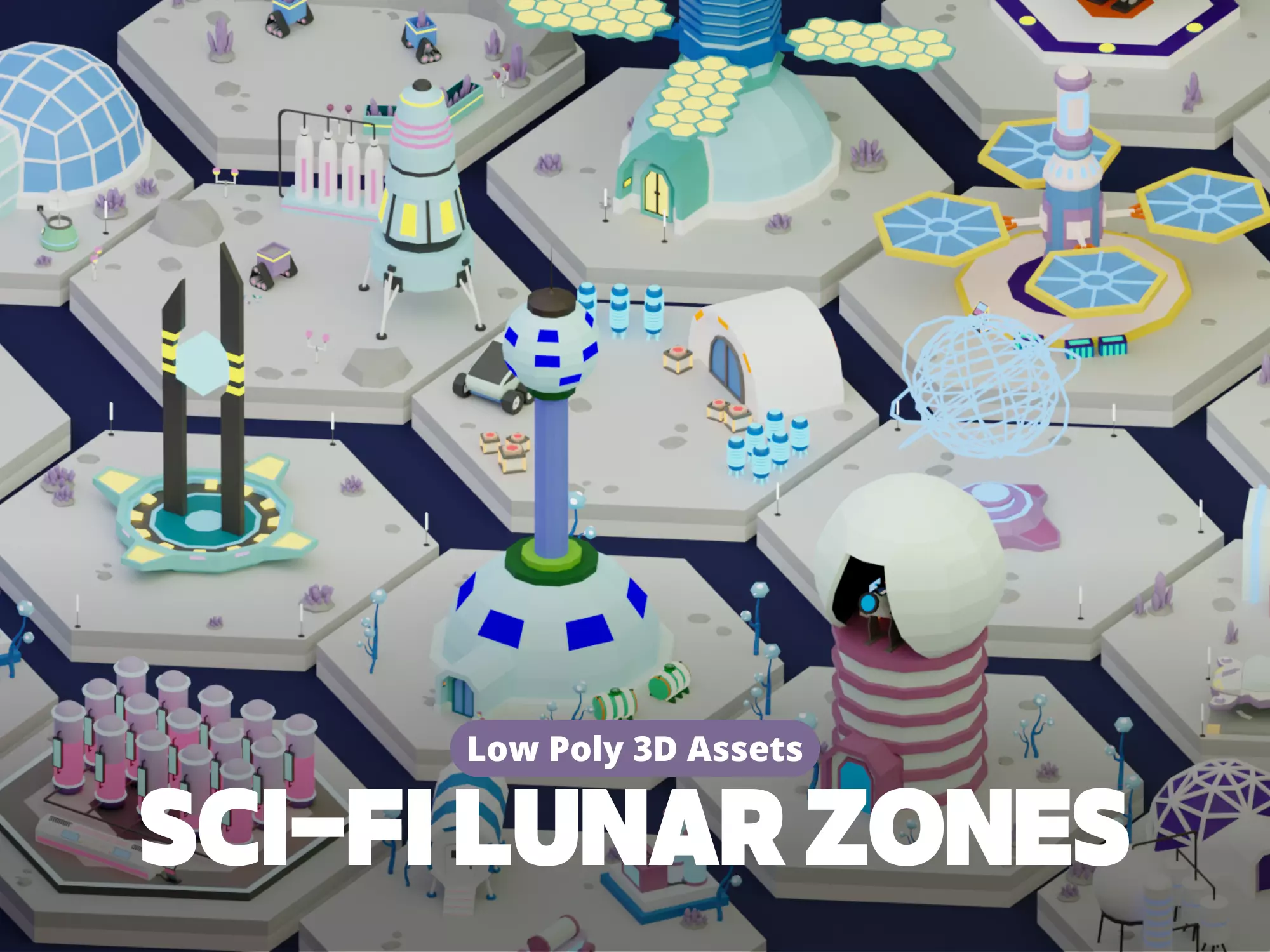 3D model Low Poly Sci-Fi Lunar Zones VR / AR / low-poly | CGTrader
