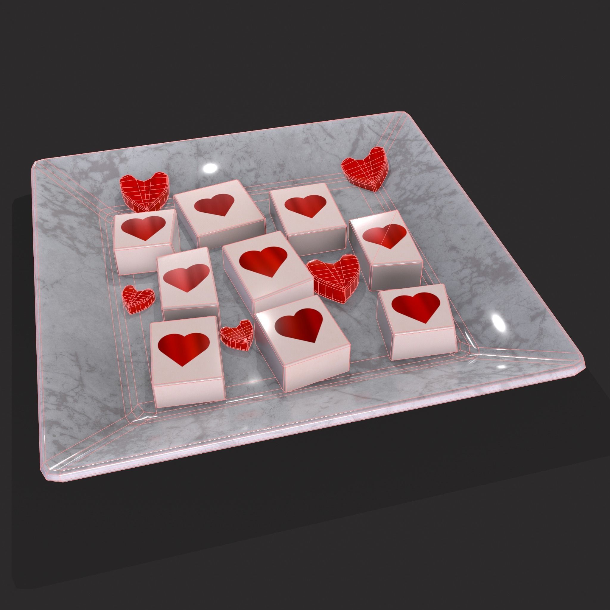 Valentines Heart Jello Squares Low-poly 3D model_4