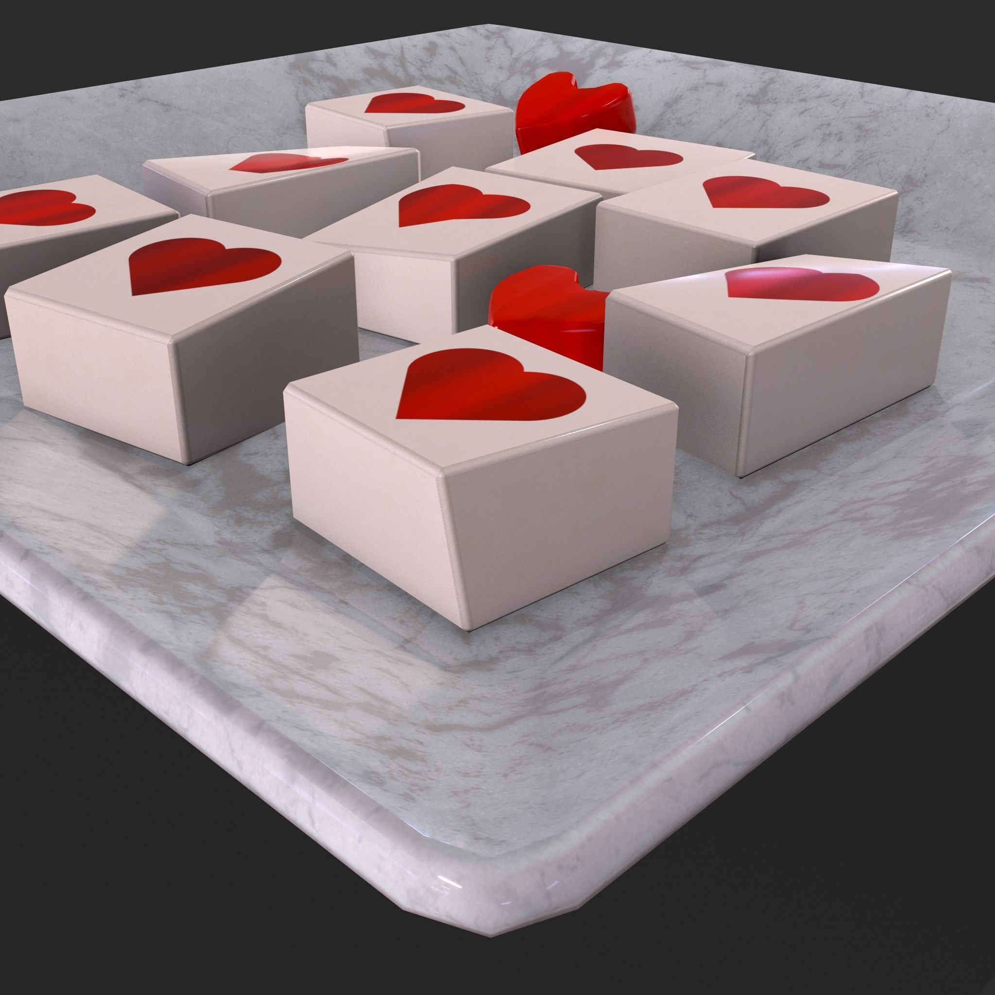 Valentines Heart Jello Squares Low-poly 3D model_17