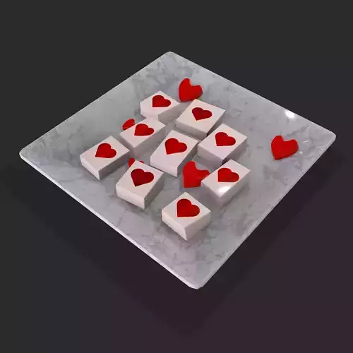 Valentines Heart Jello Squares Low-poly 3D model
