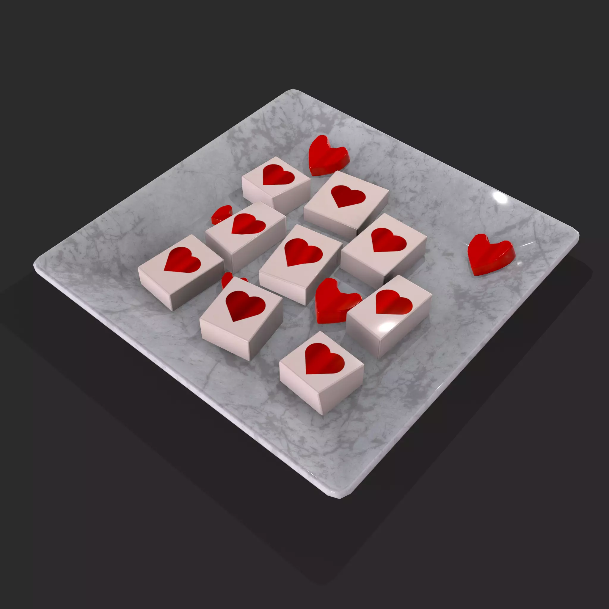 Valentines Heart Jello Squares Low-poly 3D model_0