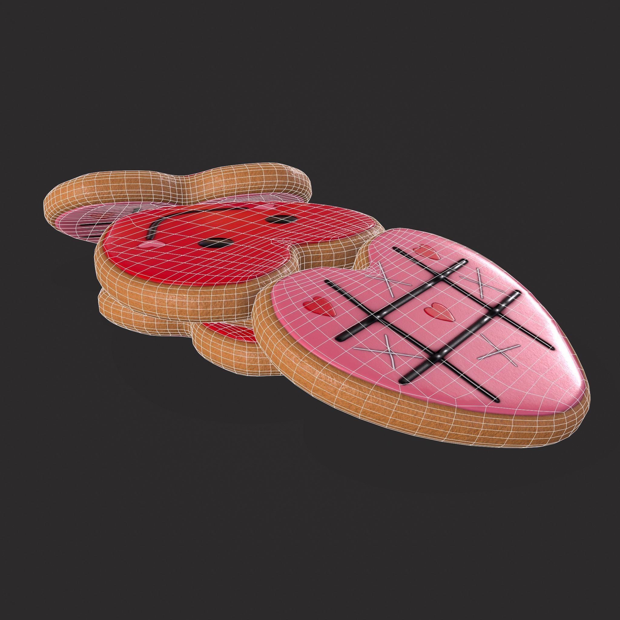 Valentines XOXO Cookie Low-poly 3D model_18