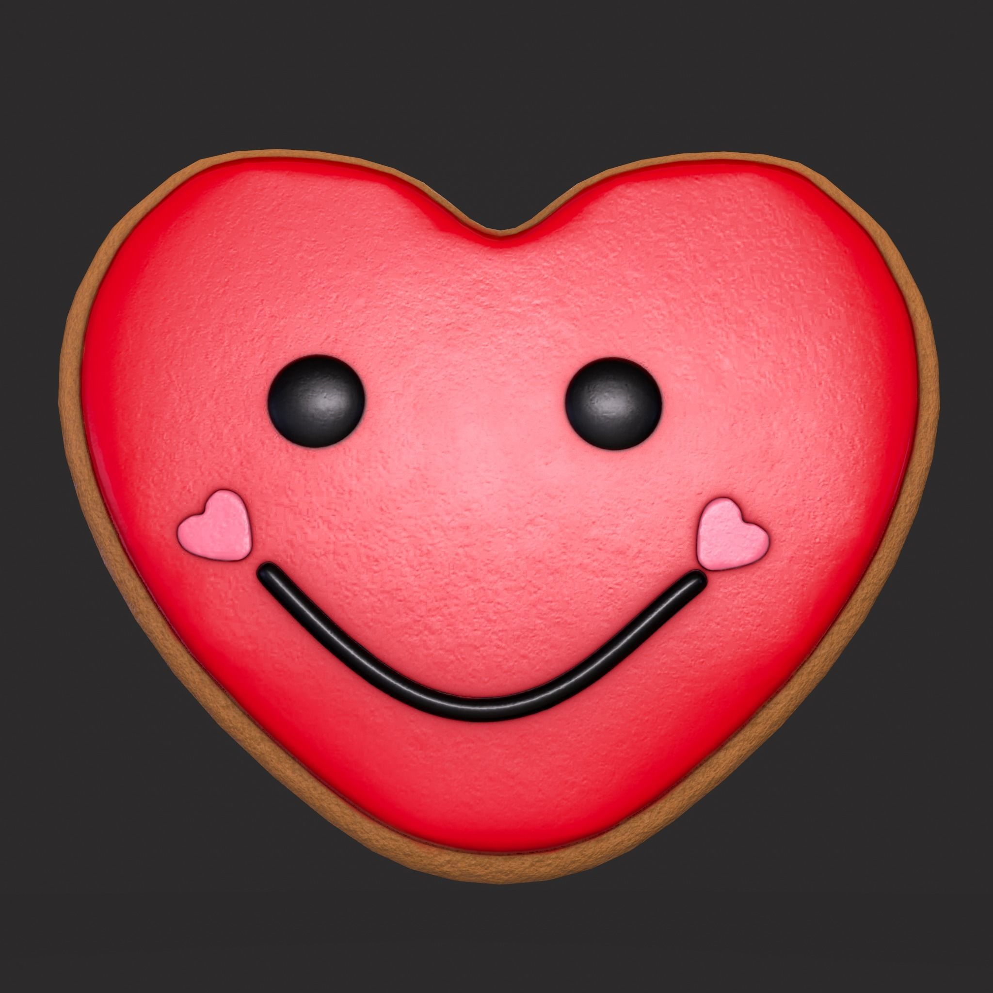 Valentines XOXO Cookie Low-poly 3D model_9