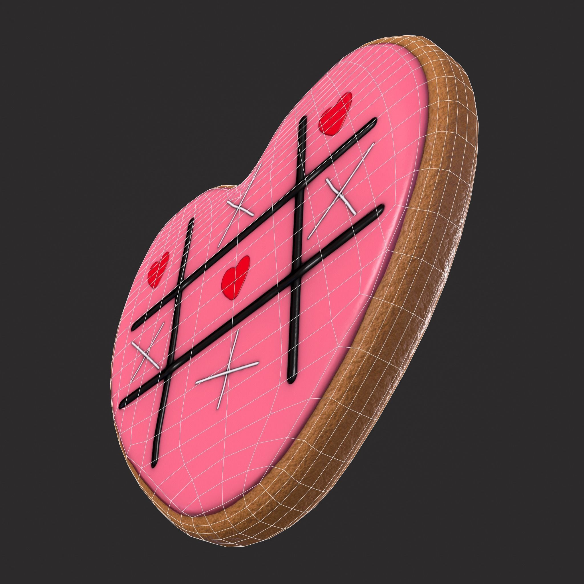 Valentines XOXO Cookie Low-poly 3D model_14
