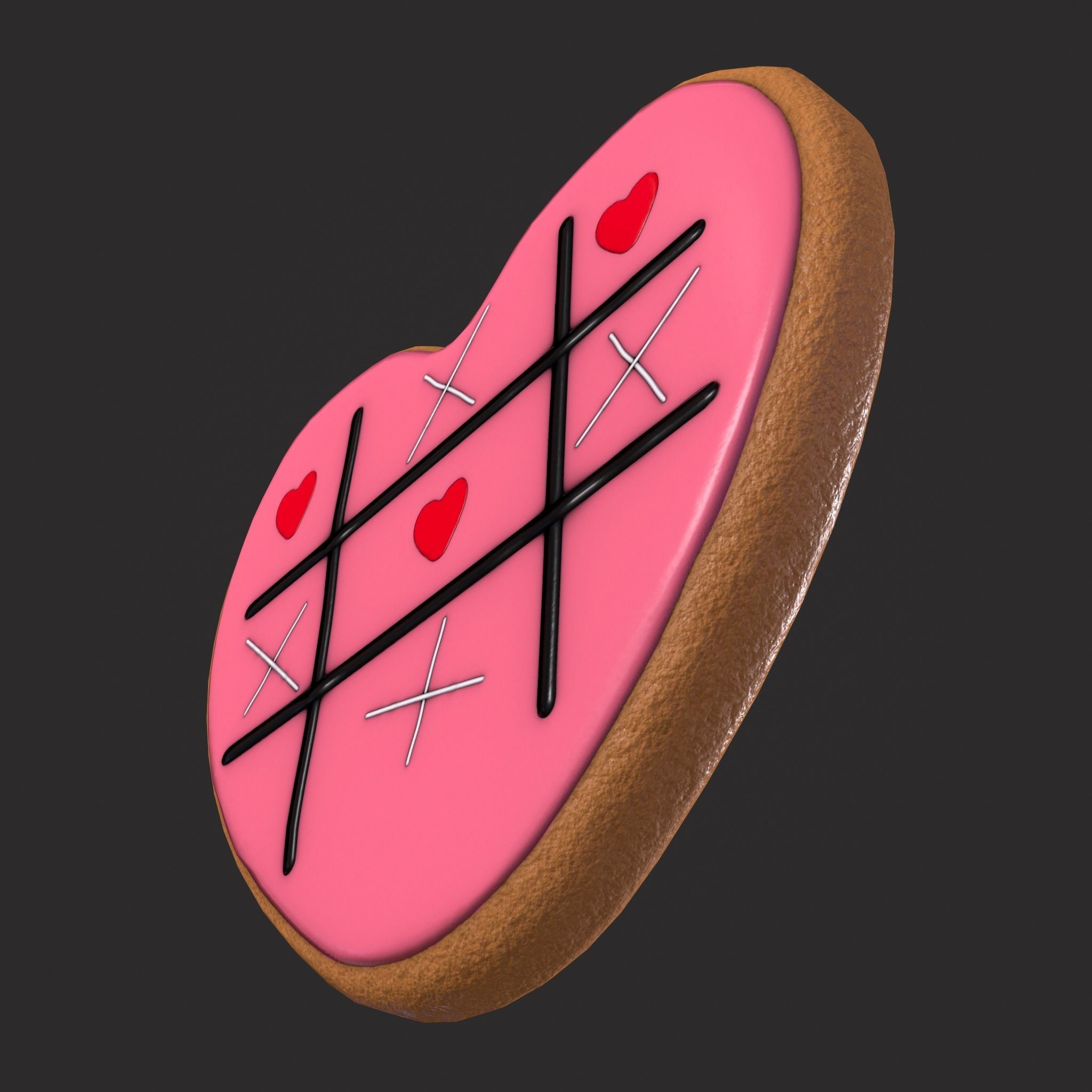 Valentines XOXO Cookie Low-poly 3D model_13