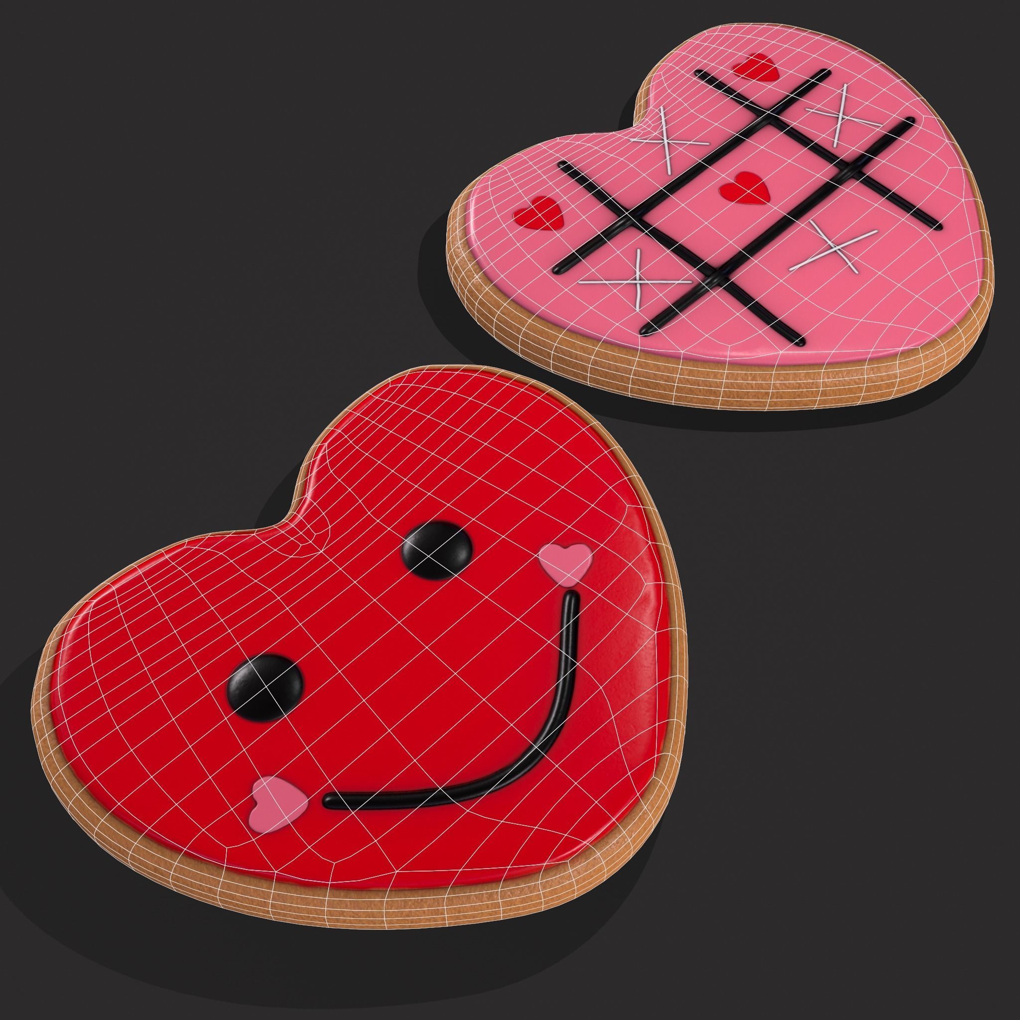 Valentines XOXO Cookie Low-poly 3D model_2