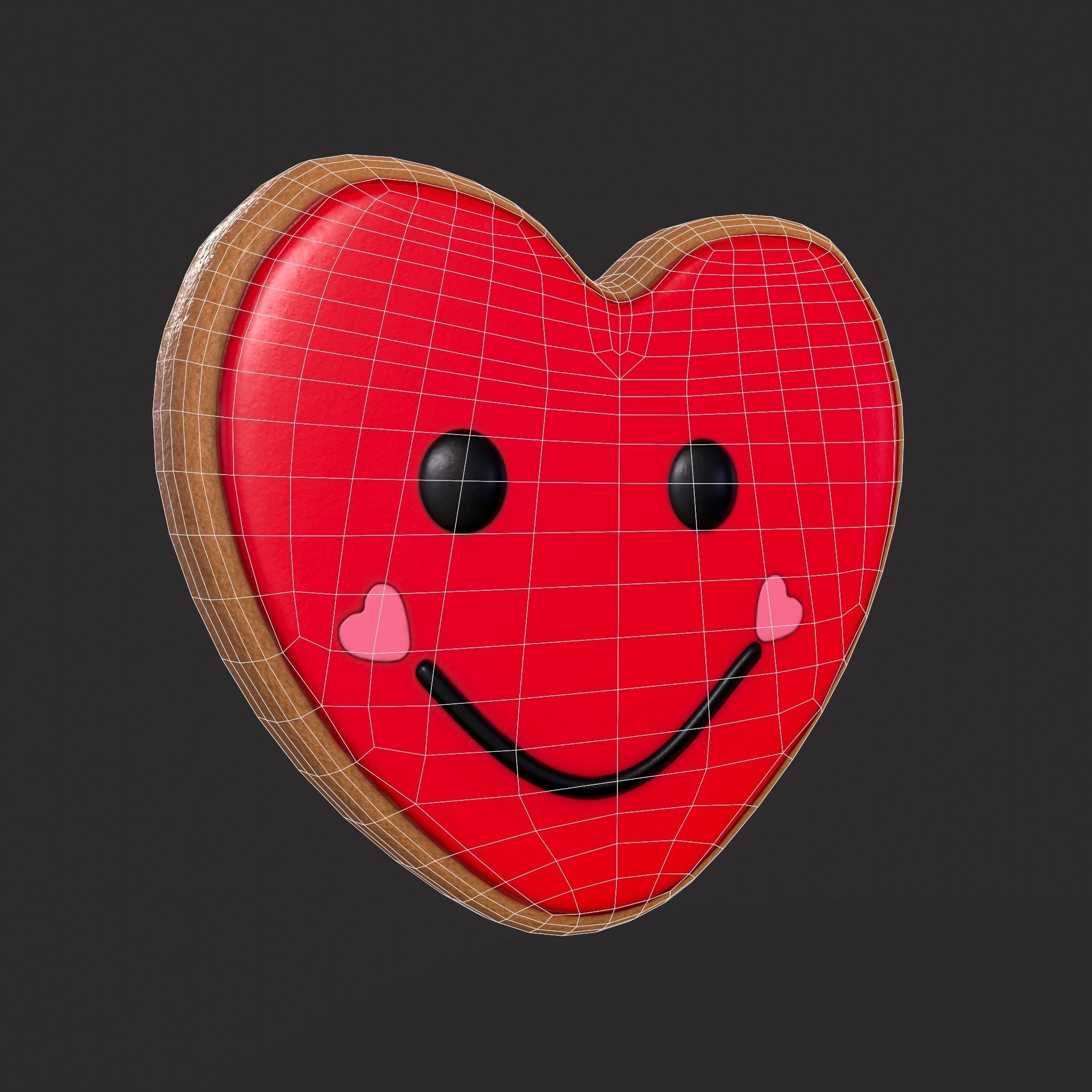 Valentines XOXO Cookie Low-poly 3D model_6