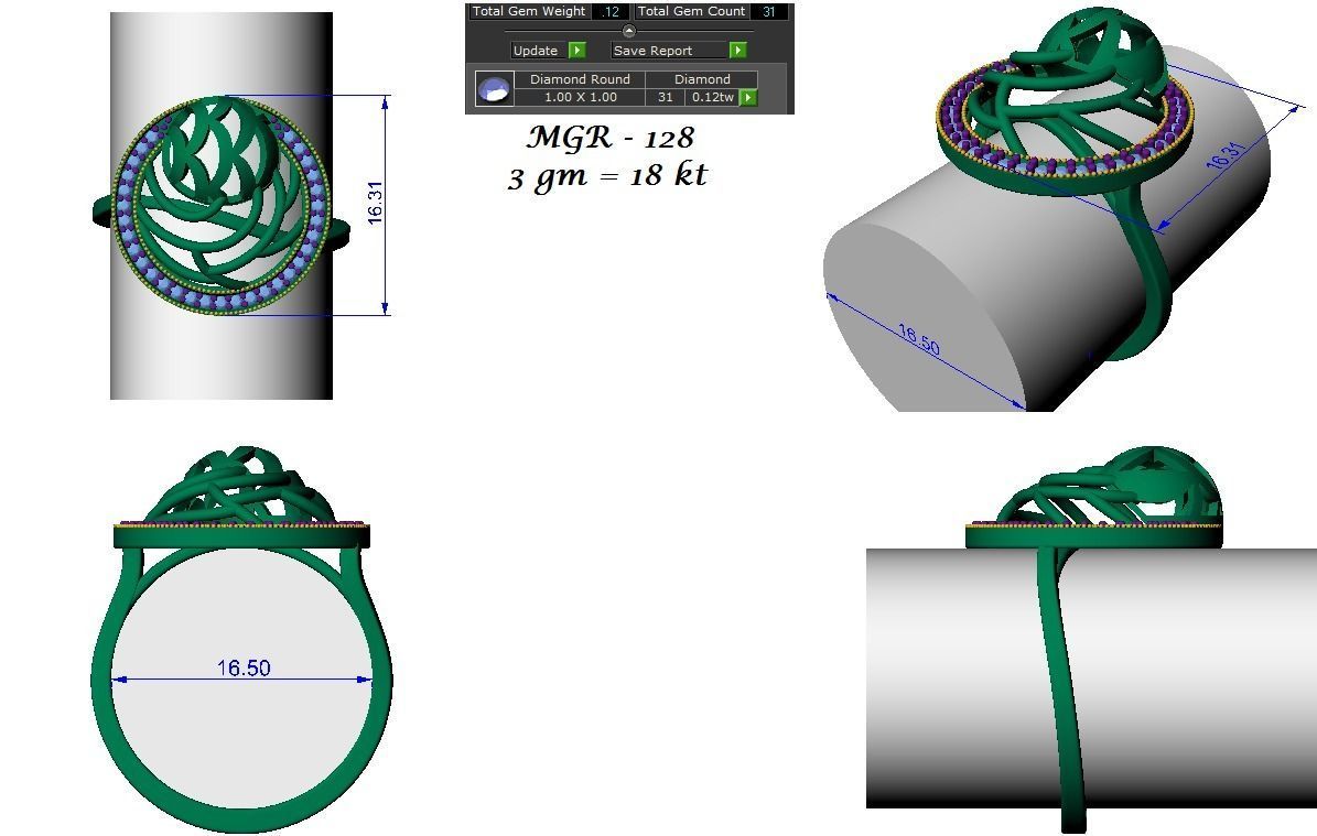  Ring Earrings Pendant combo - 128 3D print model_19