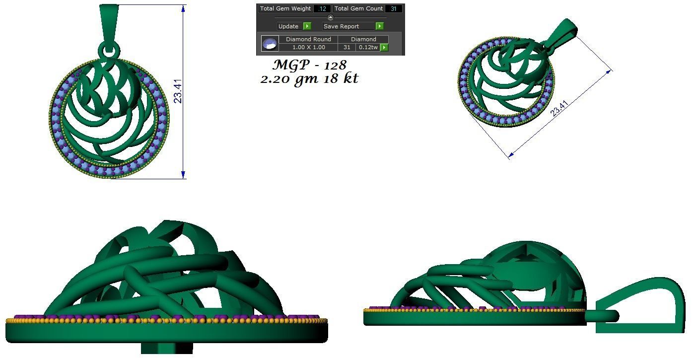 Ring Earrings Pendant combo - 128 3D print model_17