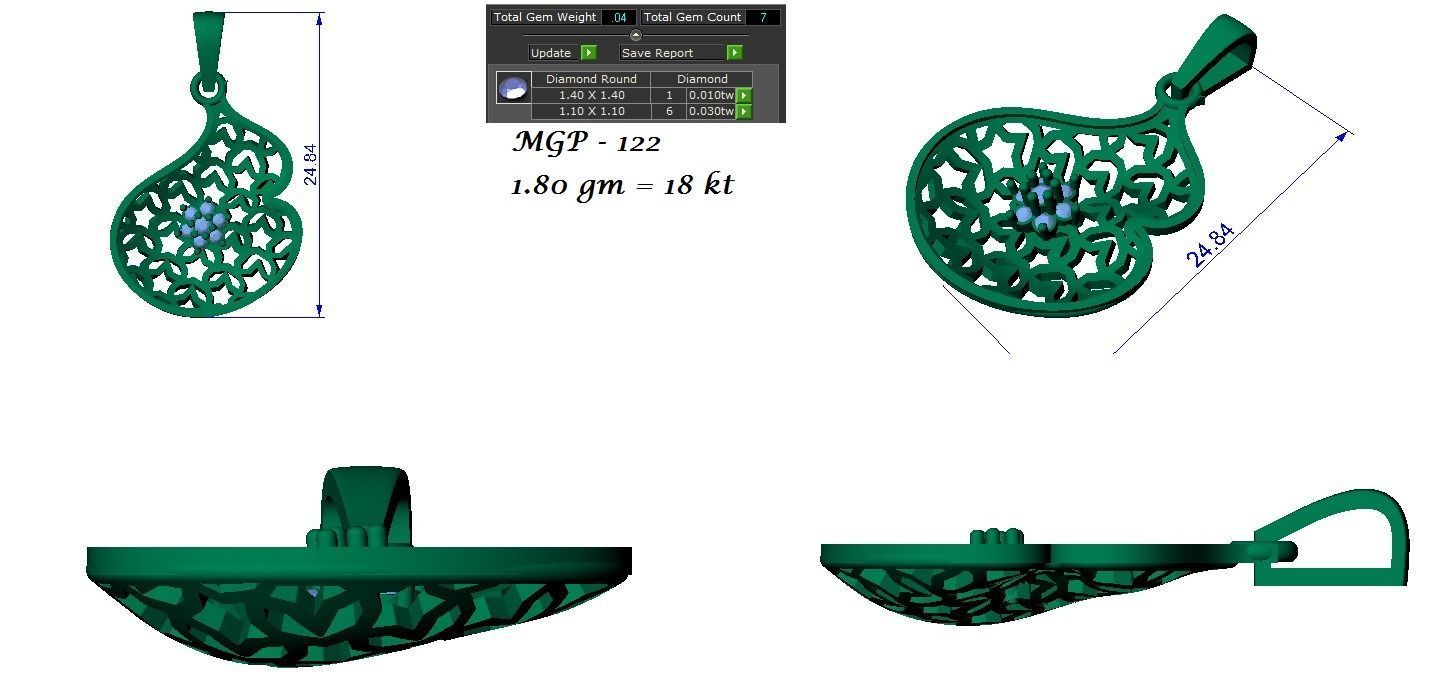 Ring Earrings Pendant combo - 122 3D print model_17