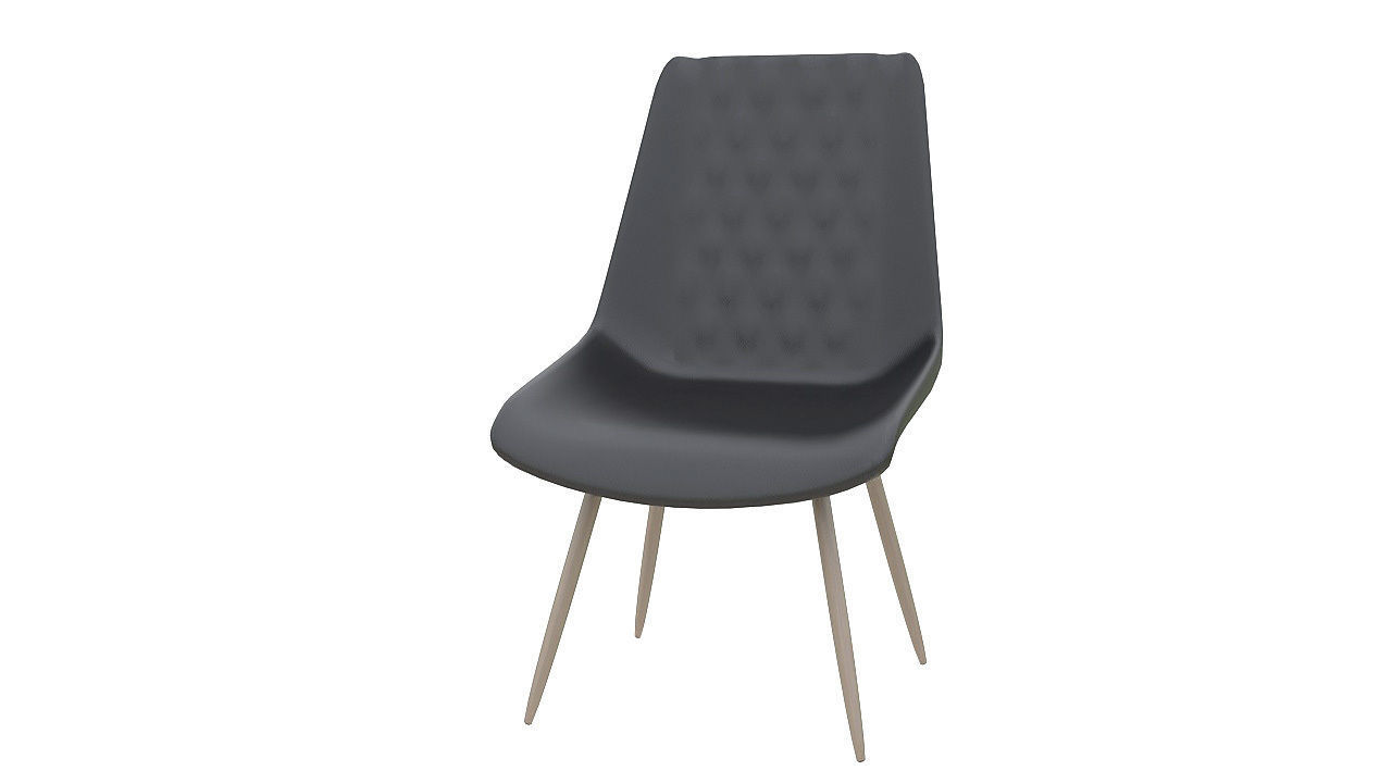Leather basted back chair 3D model_2