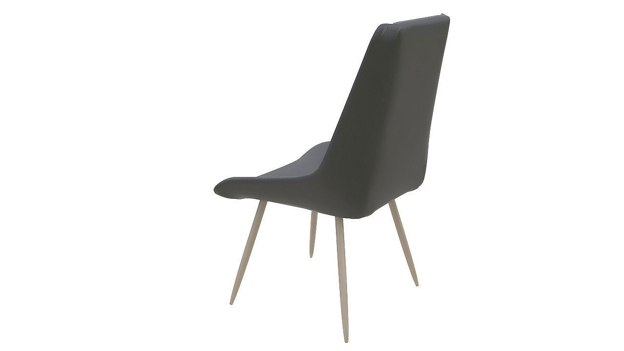 Leather basted back chair 3D model_4