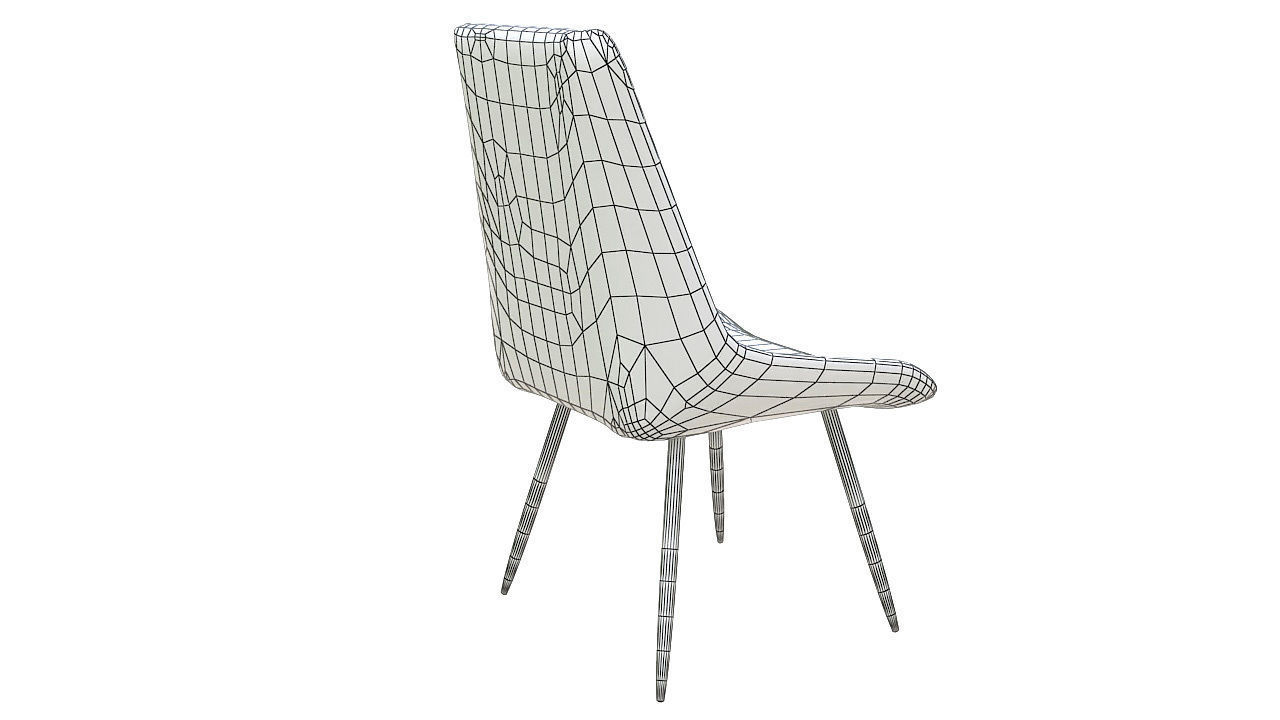 Leather basted back chair 3D model_7