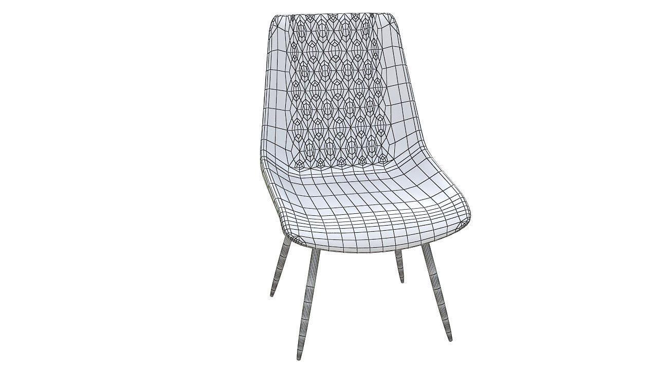 Leather basted back chair 3D model_10