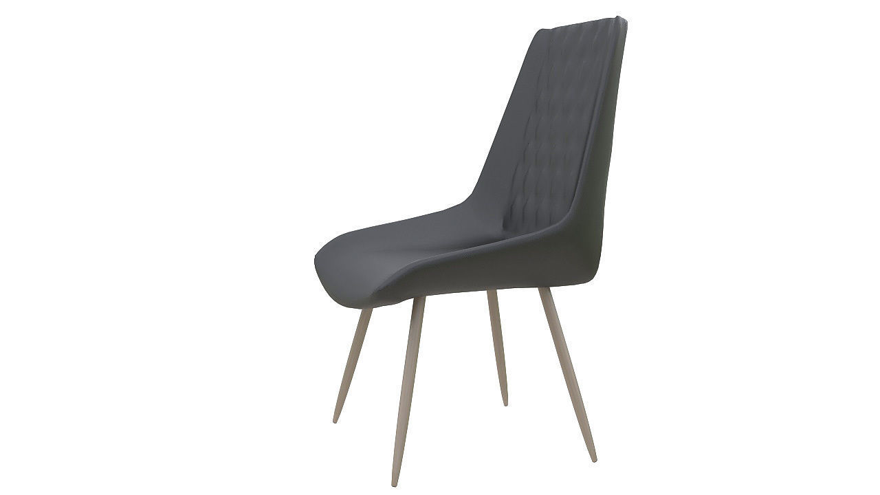 Leather basted back chair 3D model_3