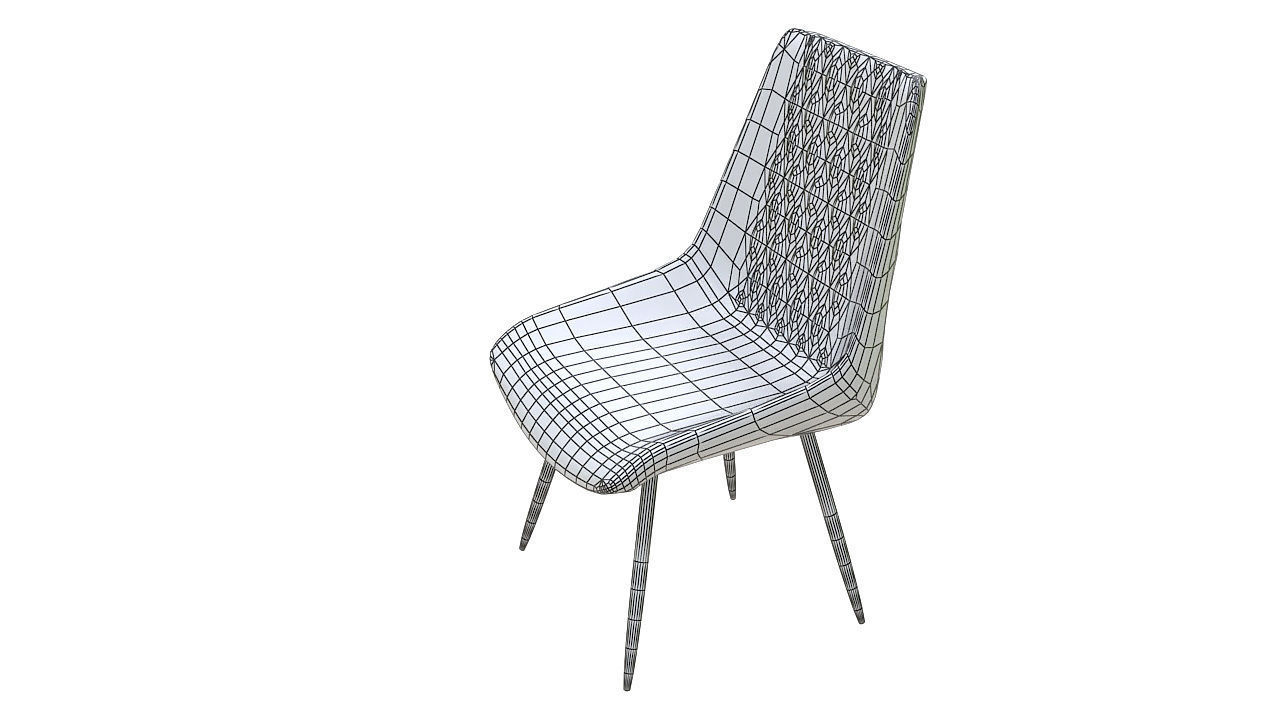 Leather basted back chair 3D model_11