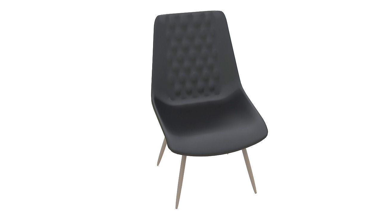 Leather basted back chair 3D model_1