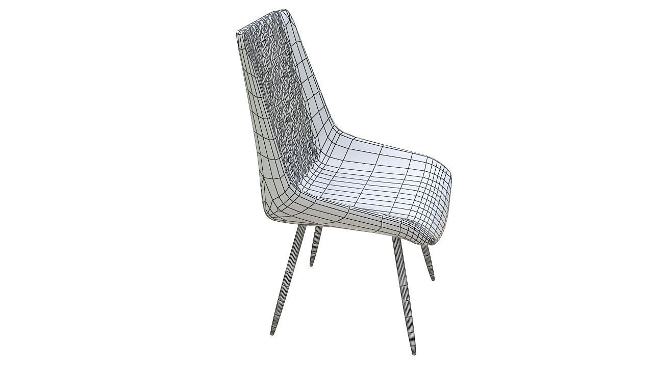 Leather basted back chair 3D model_8
