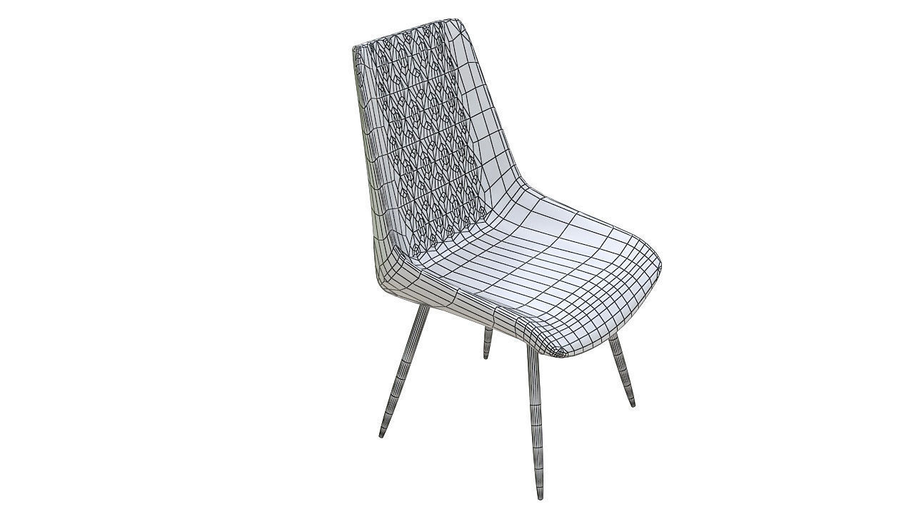 Leather basted back chair 3D model_9