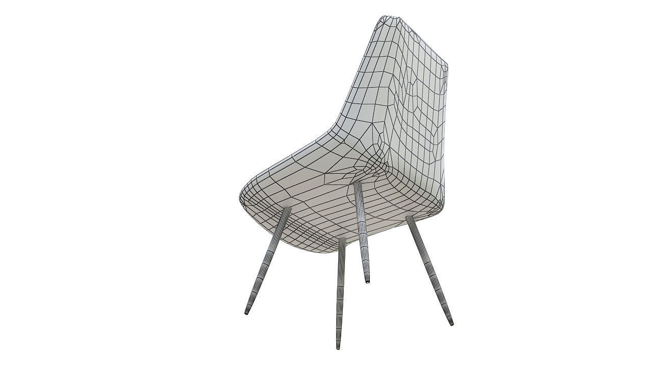 Leather basted back chair 3D model_12