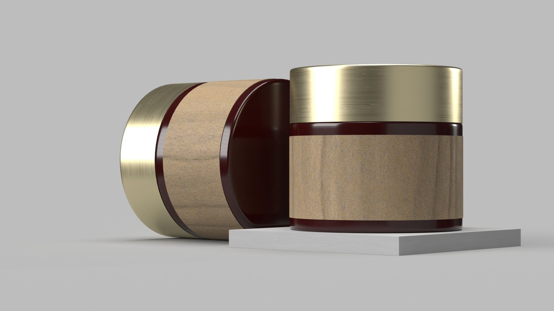 Flat cosmetic jar 3D model_3