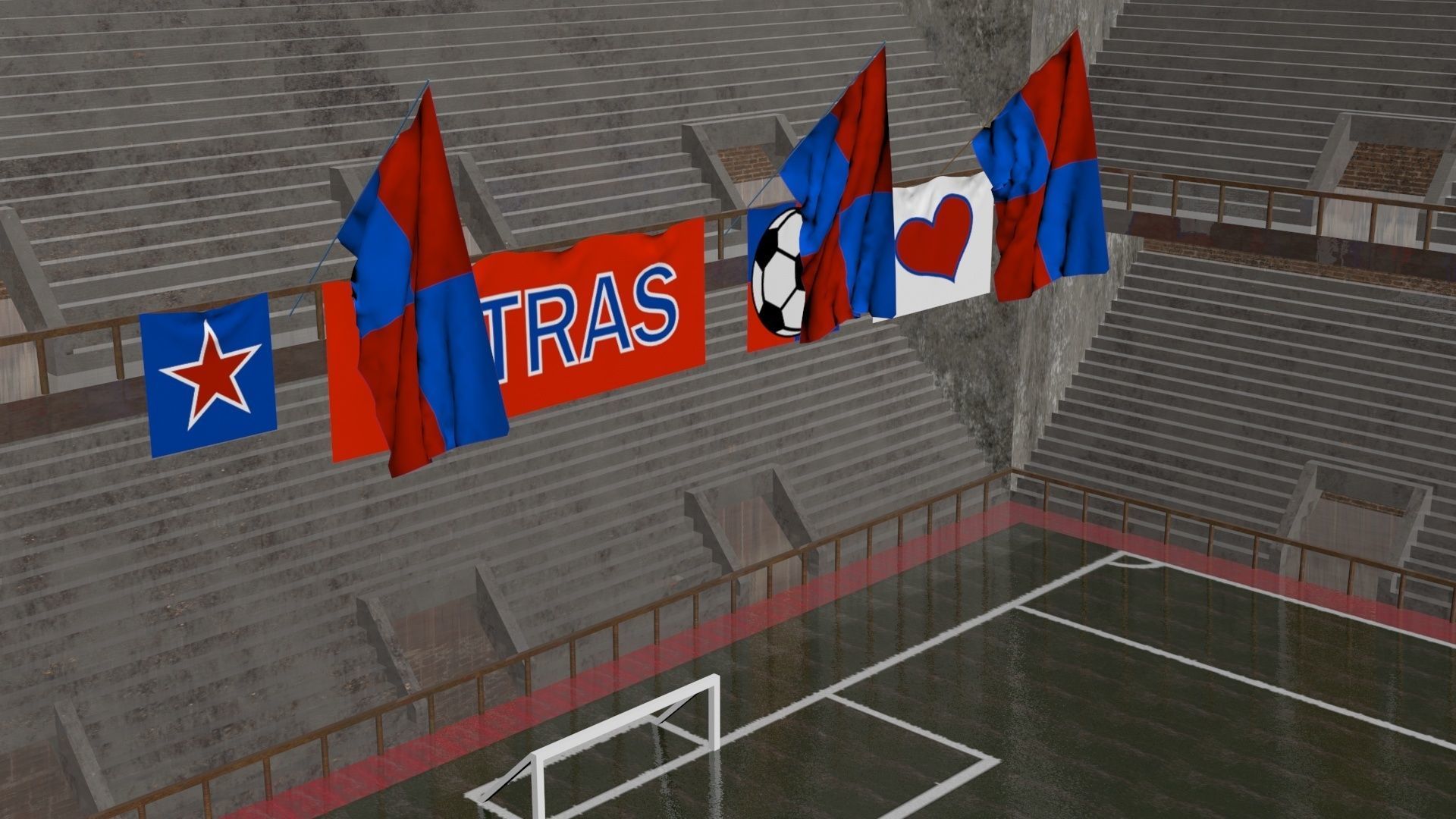 Stadium brick wall Free 3D model_5