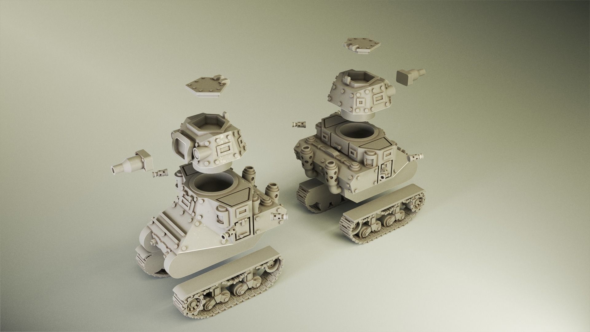 WW2 American M2 Medium Grot Tank  3D print model_2