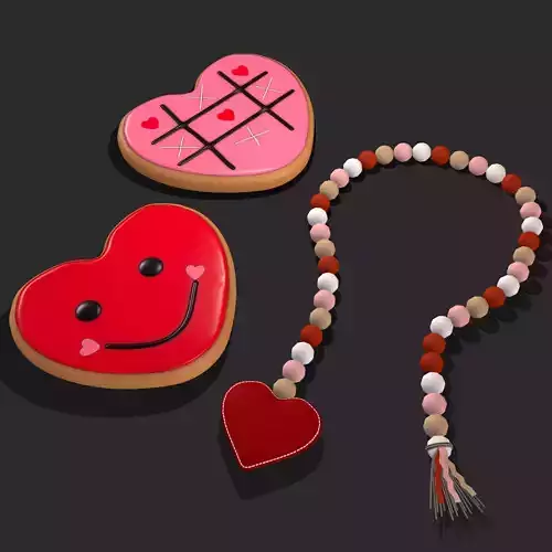 Valentines Heart Trinket and Cookies 3D Model Collection Valentines Heart Trinket and Cookies 3D Model Collection