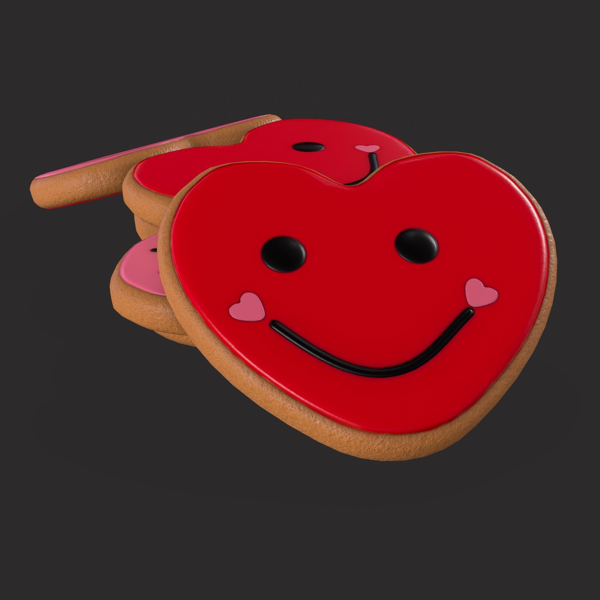 Valentines Heart Trinket and Cookies 3D Model Collection_14