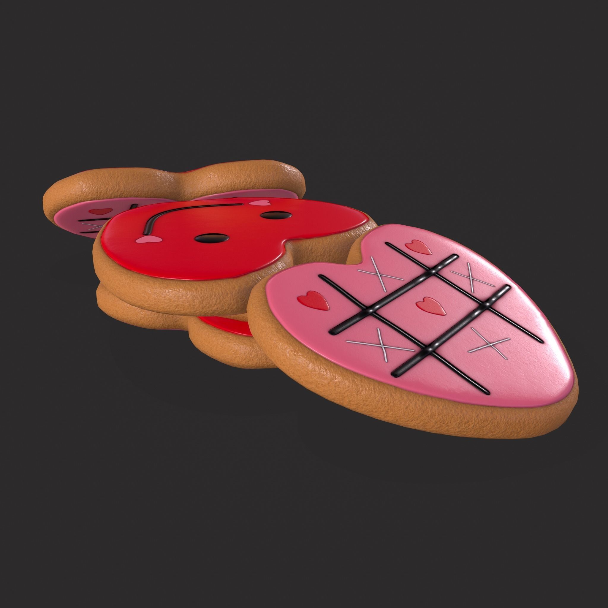 Valentines Heart Trinket and Cookies 3D Model Collection_18