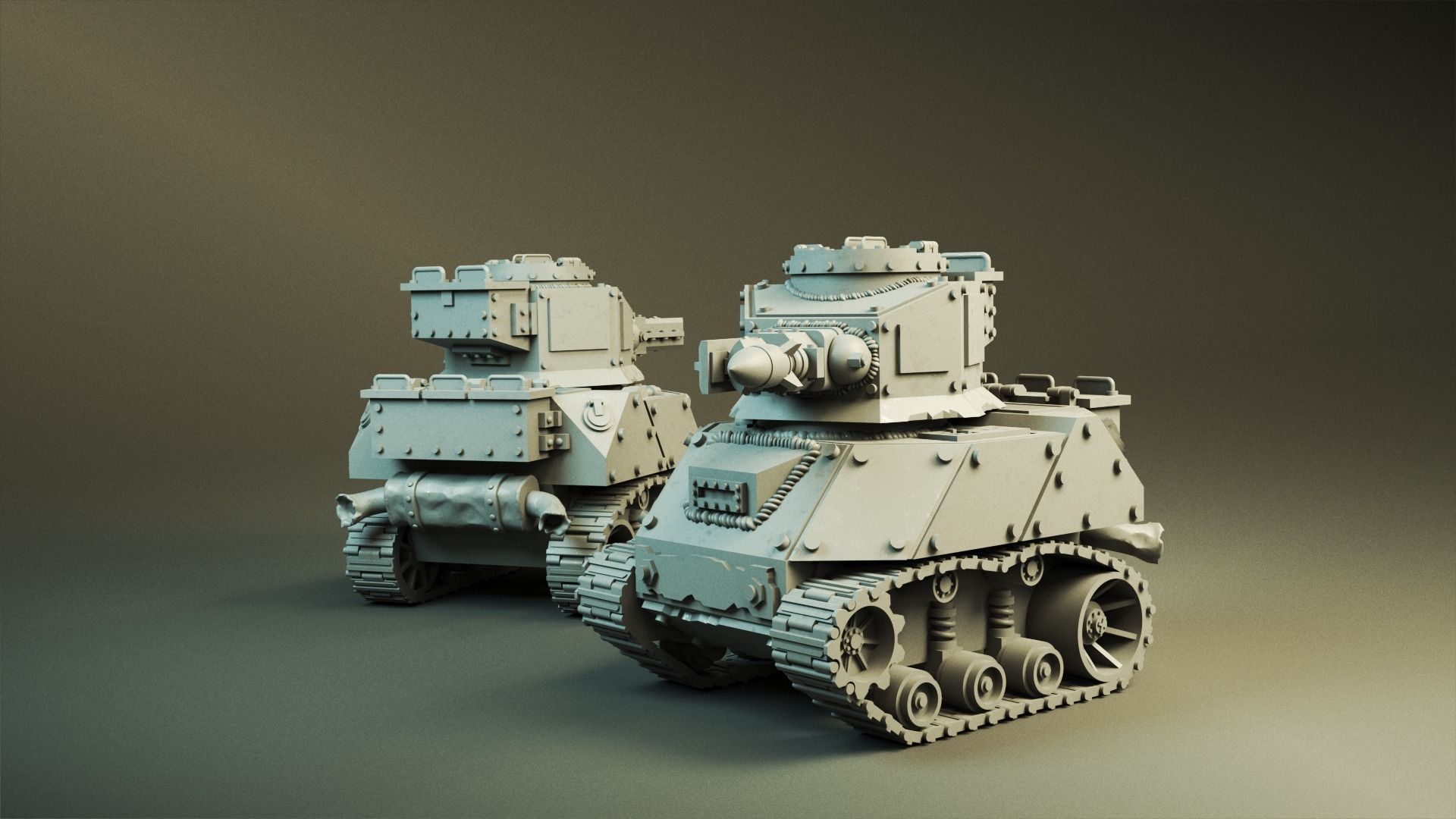 WW2 American M5 Stuart Grot Tank 3D print model_1