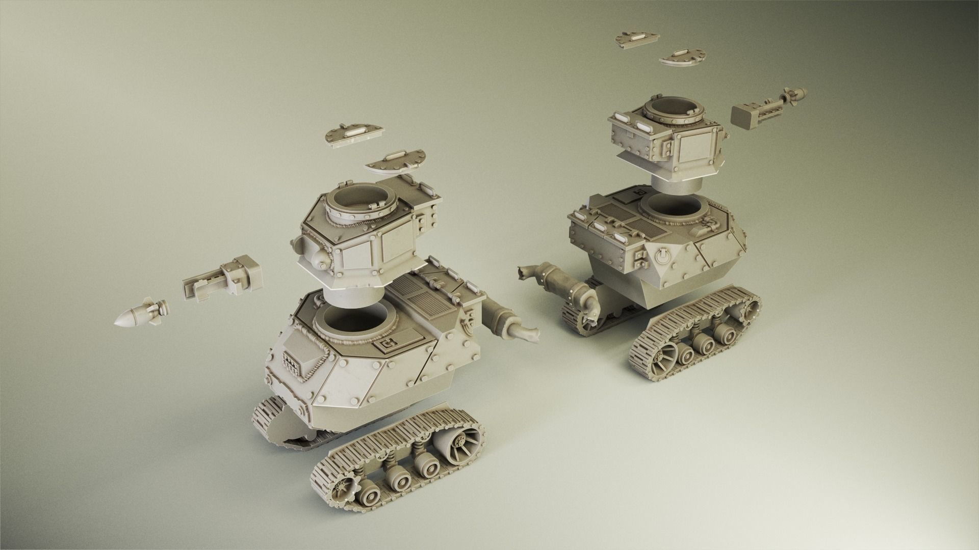 WW2 American M5 Stuart Grot Tank 3D print model_2