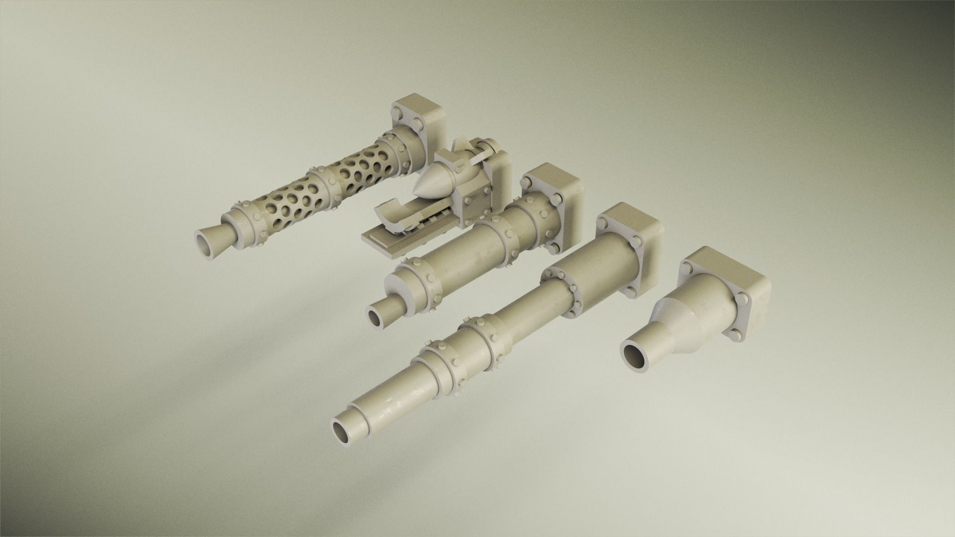 WW2 American M5 Stuart Grot Tank 3D print model_3