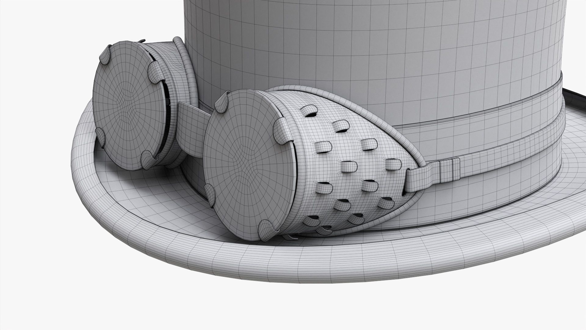 Black top hat with googles 3D model_8