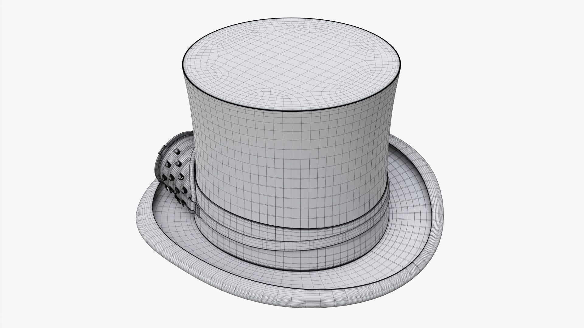 Black top hat with googles 3D model_7