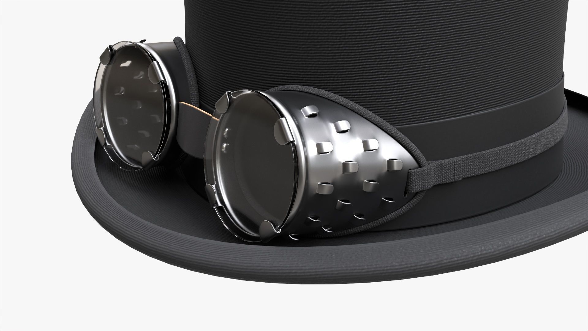 Black top hat with googles 3D model_3
