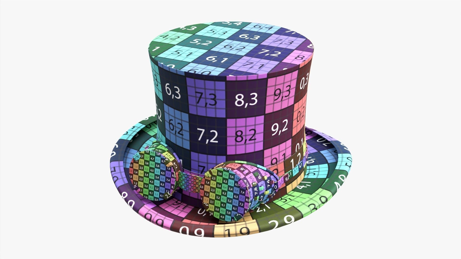 Black top hat with googles 3D model_10