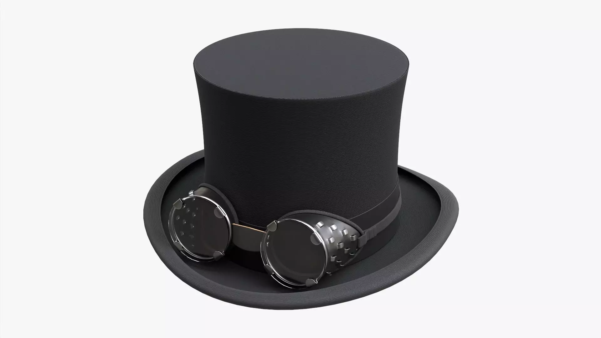 Black top hat with googles 3D model_0