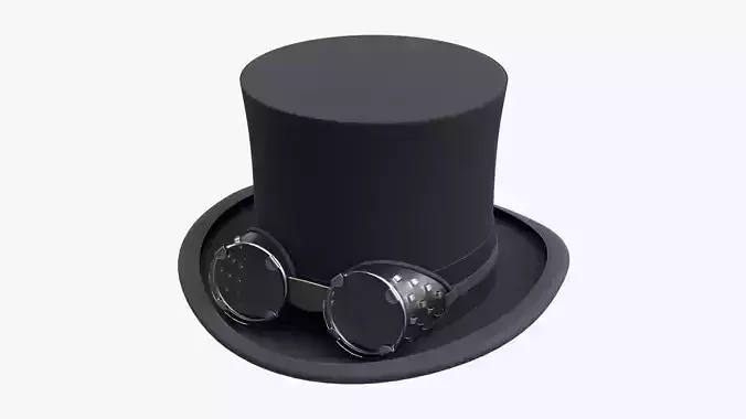 Black top hat with googles